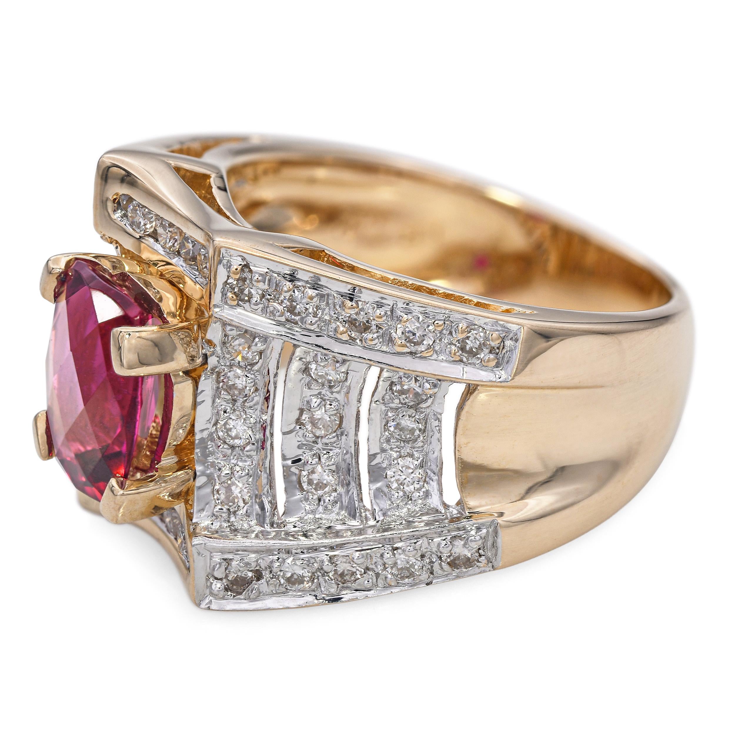 Laura Ramsey Yellow Gold Rubellite Tourmaline and Diamond Ring