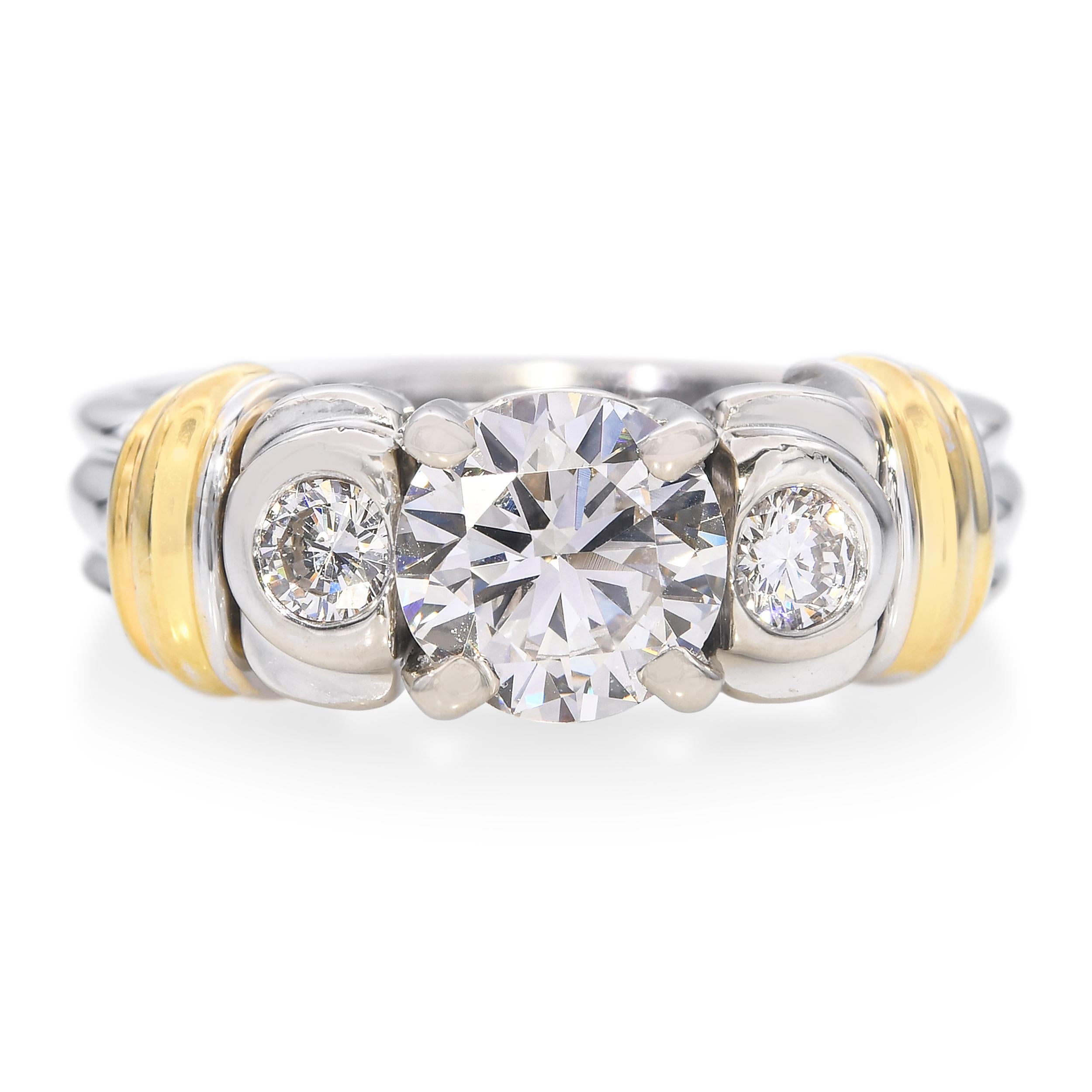 Vintage 14k Two Tone White Gold 1.33tcw L Vs2 GIA Diamond Ring