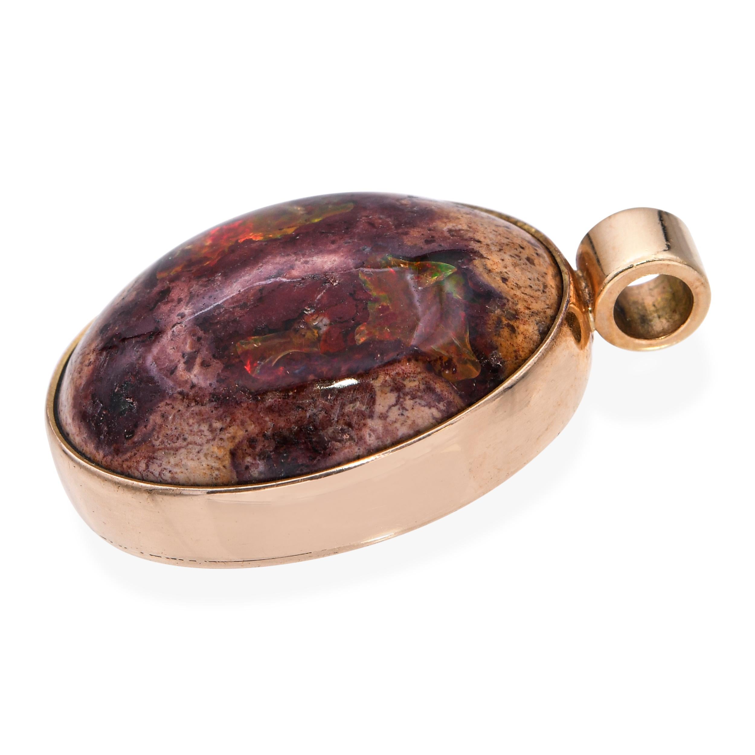 Vintage 14k Yellow Gold Mexican Cantera Opal Pendant
