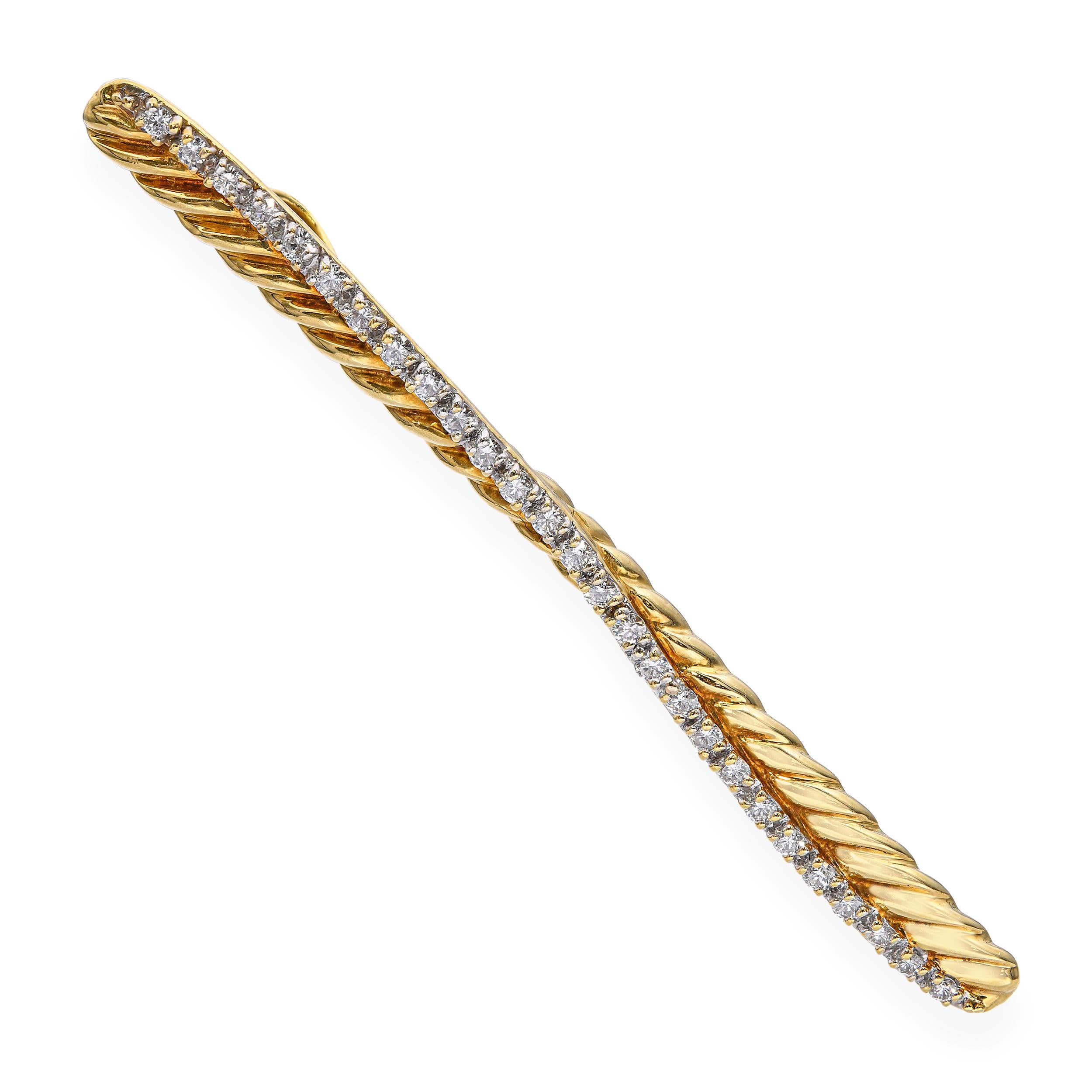 David Yurman 18k Yellow Gold Diamond Bar Pendant