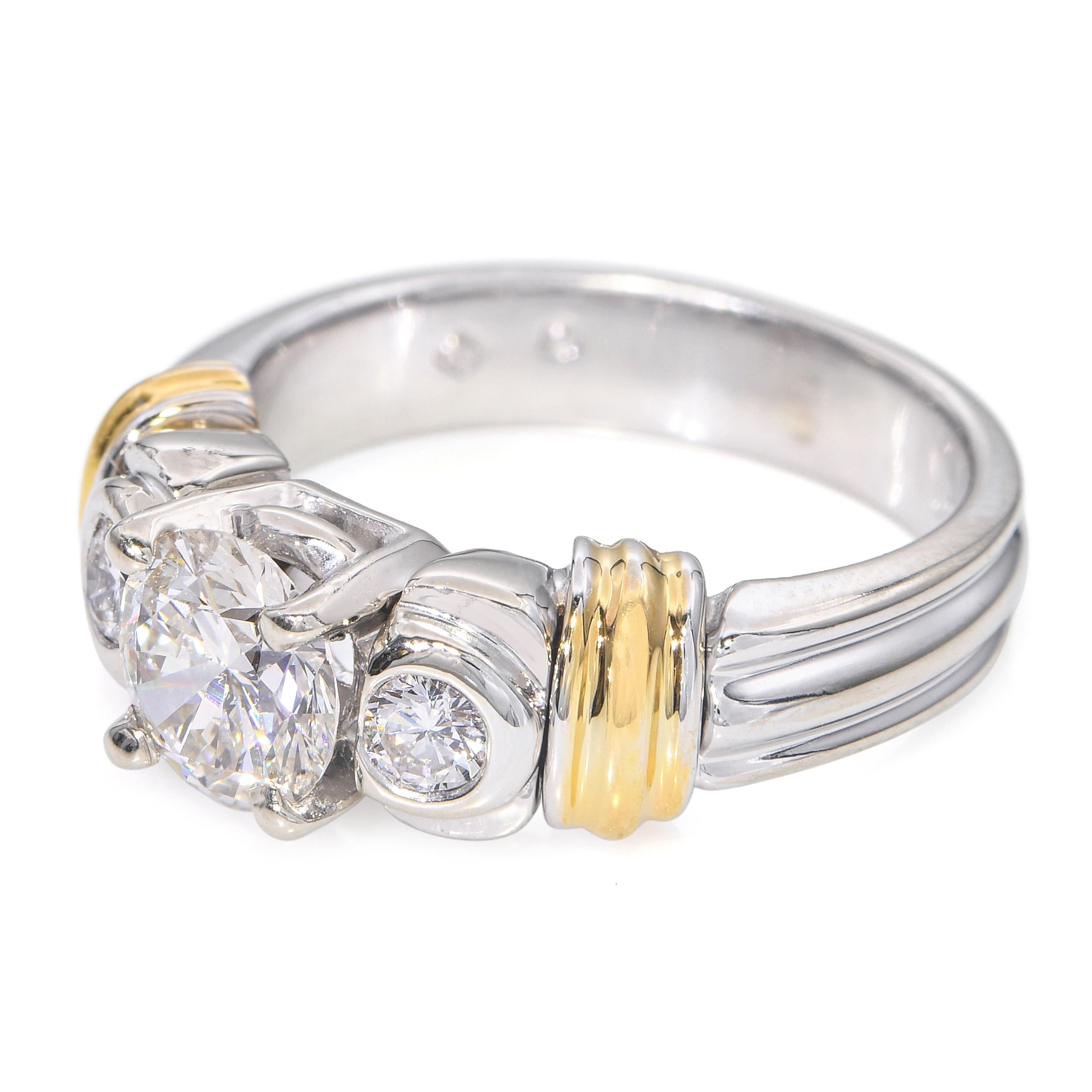 Vintage 14k Two Tone White Gold 1.33tcw L Vs2 GIA Diamond Ring