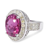 14k White Gold 5.80ct Pink Tourmaline 1.28tcw Diamond Statement Ring