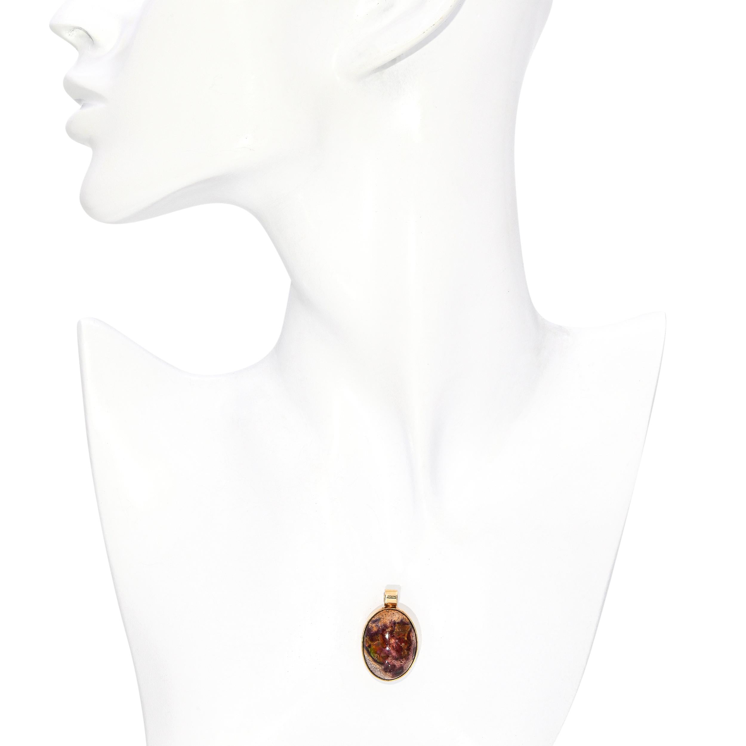 Vintage 14k Yellow Gold Mexican Cantera Opal Pendant