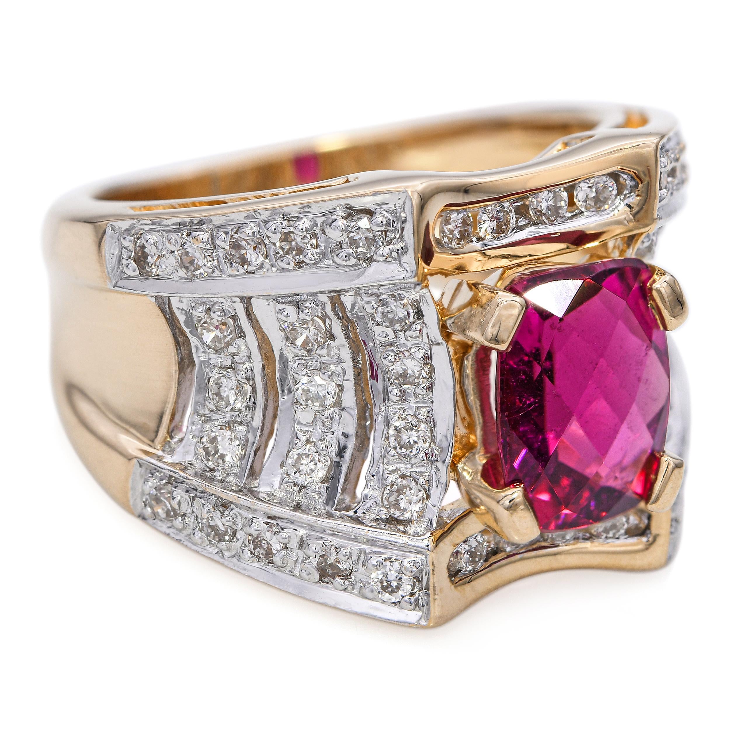 Laura Ramsey Yellow Gold Rubellite Tourmaline and Diamond Ring