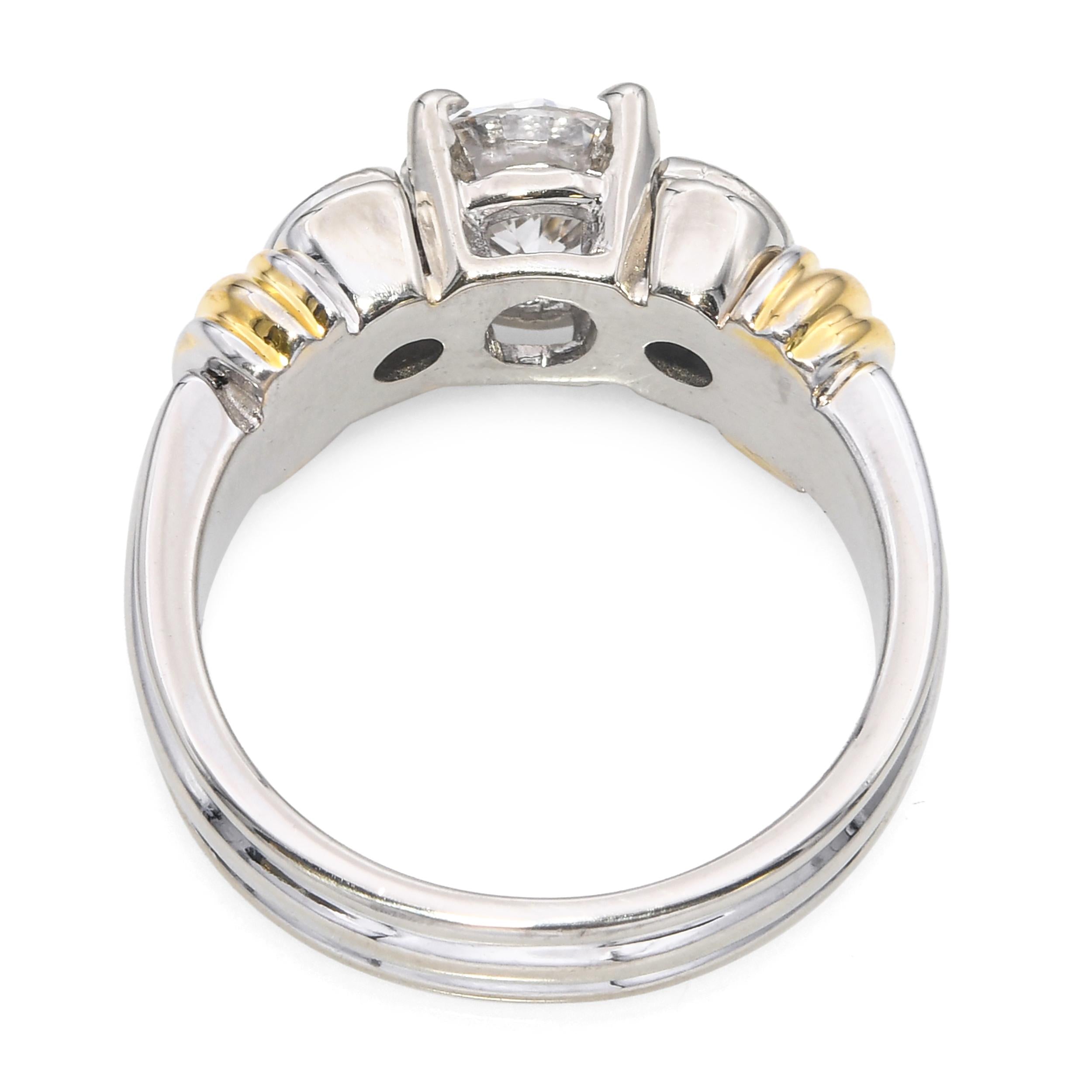 Vintage 14k Two Tone White Gold 1.33tcw L Vs2 GIA Diamond Ring