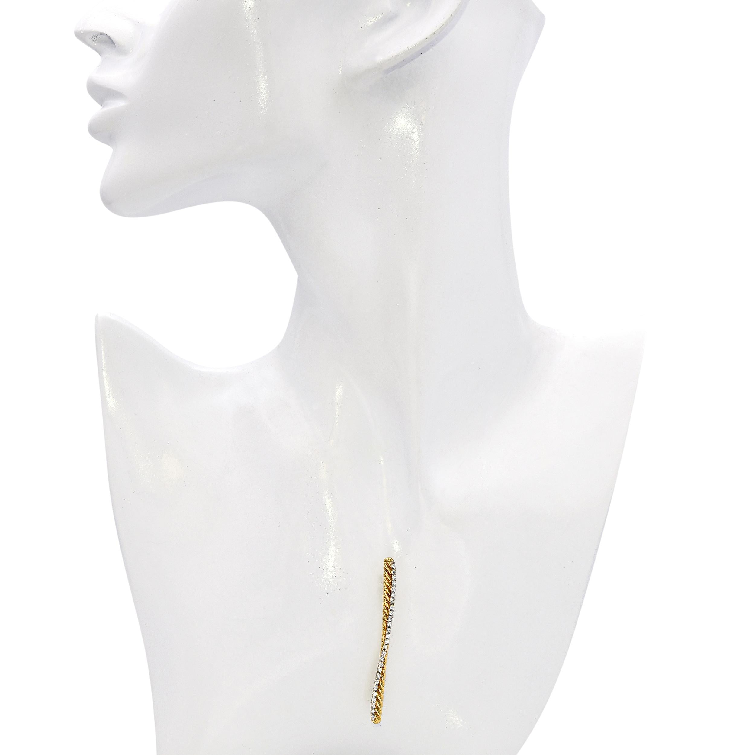 David Yurman 18k Yellow Gold Diamond Bar Pendant