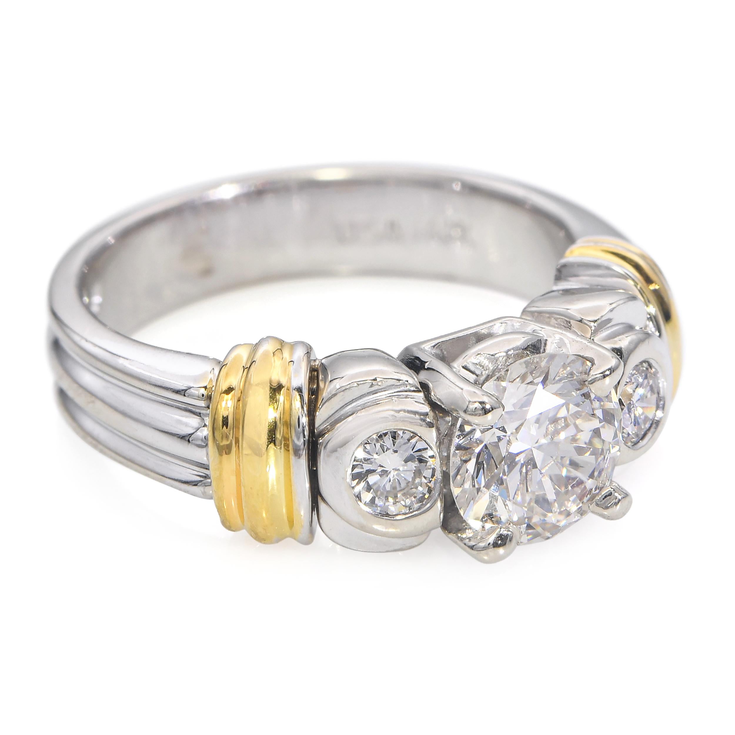Vintage 14k Two Tone White Gold 1.33tcw L Vs2 GIA Diamond Ring