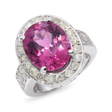 14k White Gold 5.80ct Pink Tourmaline 1.28tcw Diamond Statement Ring