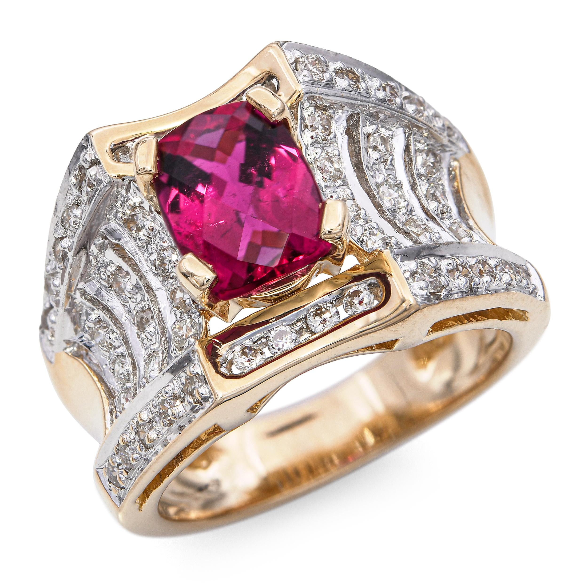 Laura Ramsey Yellow Gold Rubellite Tourmaline and Diamond Ring