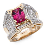 Laura Ramsey Yellow Gold Rubellite Tourmaline and Diamond Ring