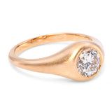 18k Satin Yellow Gold Flush Set GIA 0.96ct G VVS1 Diamond Ring