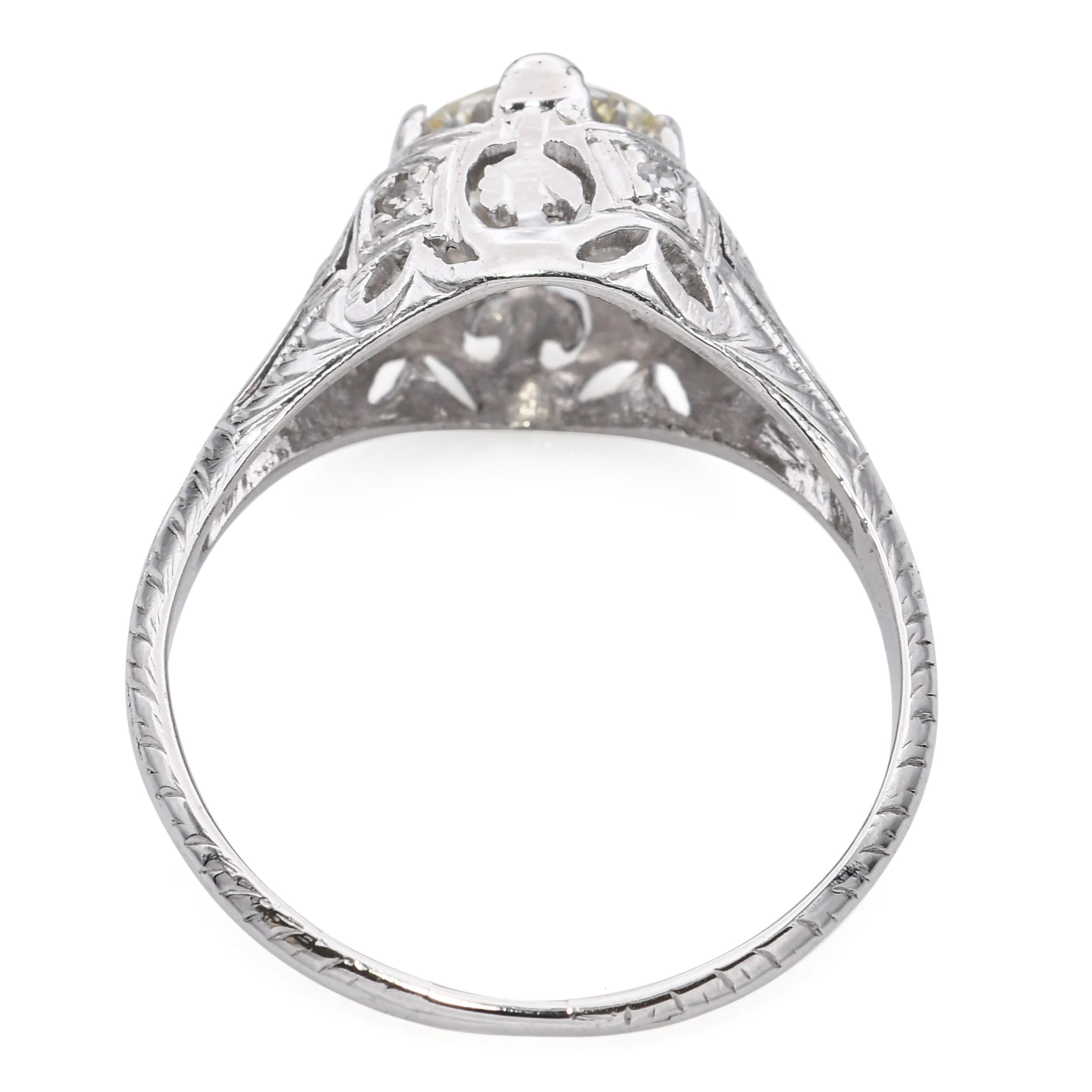 Antique Platinum 0.91ct L SI1 Diamond Engagement Ring GIA