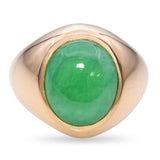 Vintage 21k Yellow Gold 9.10ct Jade Dome Ring