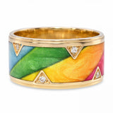 Dora Joyce 14k Yellow Gold Enamel and Diamond Band