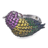 14k White Gold 3.10tcw Multi-Gemstone Parrot Pave Ring