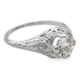 Antique Platinum 0.91ct L SI1 Diamond Engagement Ring GIA