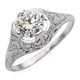 Antique Platinum 0.91ct L SI1 Diamond Engagement Ring GIA
