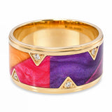Dora Joyce 14k Yellow Gold Enamel and Diamond Band