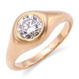 18k Satin Yellow Gold Flush Set GIA 0.96ct G VVS1 Diamond Ring
