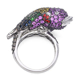 14k White Gold 3.10tcw Multi-Gemstone Parrot Pave Ring