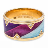 Dora Joyce 14k Yellow Gold Enamel and Diamond Band