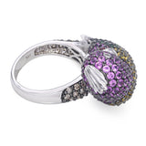 14k White Gold 3.10tcw Multi-Gemstone Parrot Pave Ring