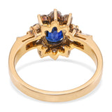 Vintage 18k Yellow Gold Sapphire and Diamond Halo Ring
