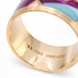 Dora Joyce 14k Yellow Gold Enamel and Diamond Band