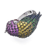 14k White Gold 3.10tcw Multi-Gemstone Parrot Pave Ring