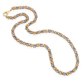 Vintage 18k Yellow Gold and Platinum Braided Byzantine Link Necklace