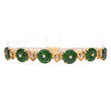 Vintage 18k Yellow Gold Nephrite Jade Donut Link and Diamond Bracelet