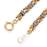 Vintage 18k Yellow Gold and Platinum Braided Byzantine Link Necklace