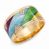 Dora Joyce 14k Yellow Gold Enamel and Diamond Band
