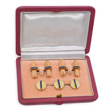 Vintage Italian 14k Yellow Gold Sapphire Cufflinks Set