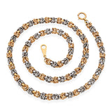 Vintage 18k Yellow Gold and Platinum Braided Byzantine Link Necklace