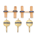 Vintage Italian 14k Yellow Gold Sapphire Cufflinks Set