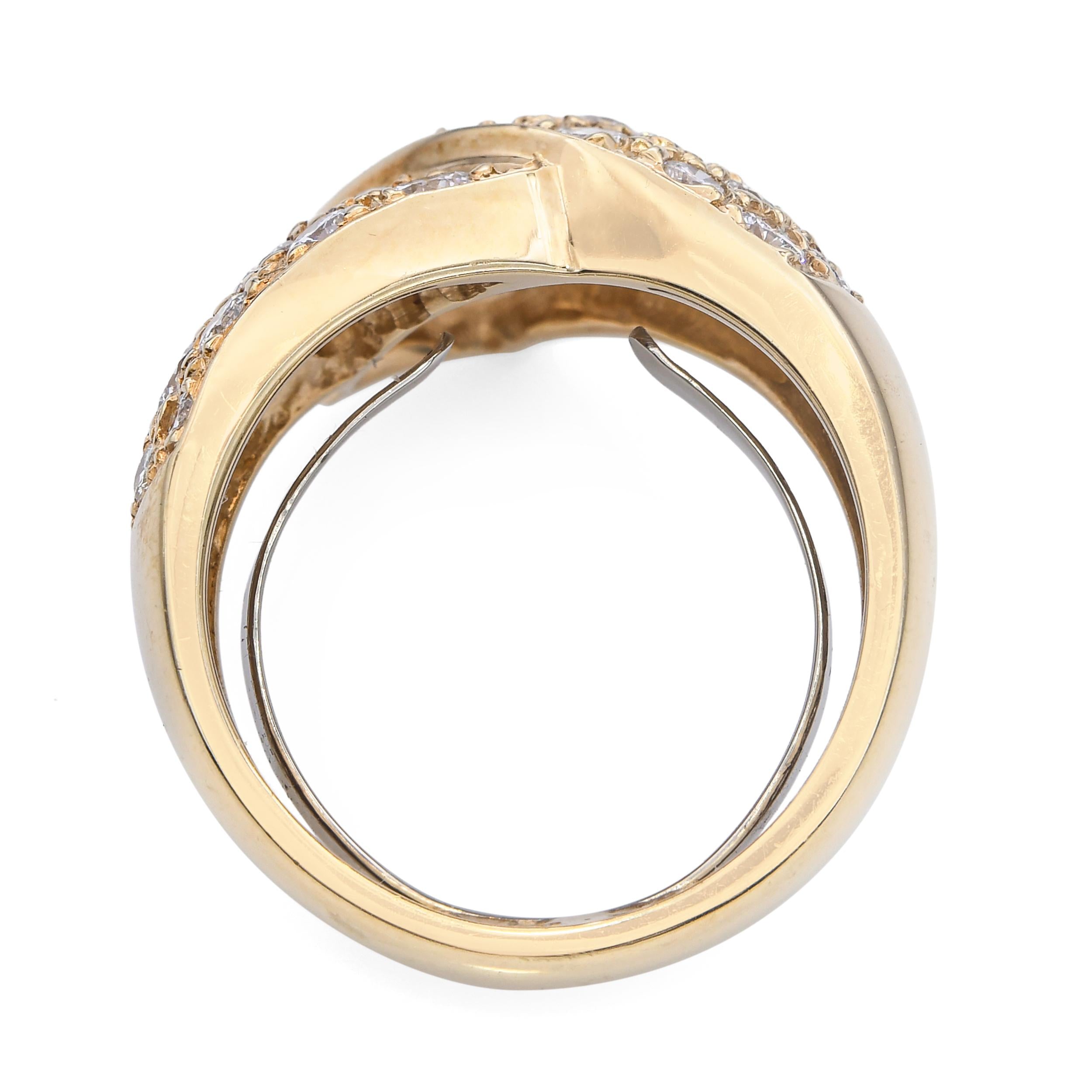 14k Yellow Gold 1.92tcw H Si1 Diamond Overlap Pave Ring