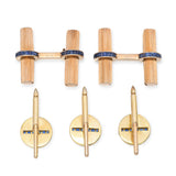 Vintage Italian 14k Yellow Gold Sapphire Cufflinks Set
