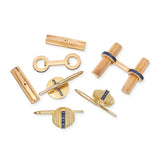 Vintage Italian 14k Yellow Gold Sapphire Cufflinks Set