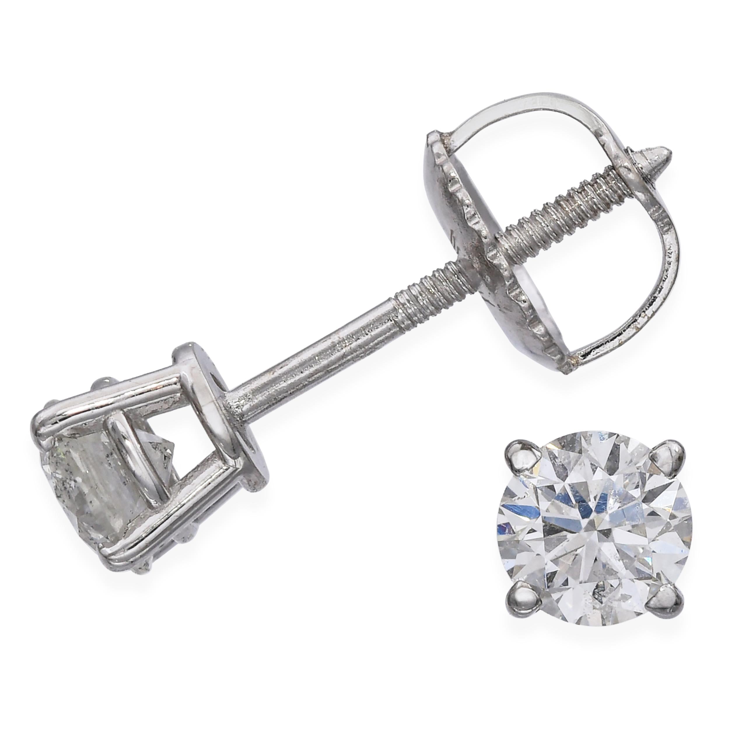 14K White Gold 0.45tcw I Si2 Diamond Stud Earrings