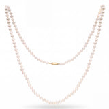 Vintage 14k Yellow Gold Opera Length Akoya Pearl Strand Necklace