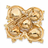 Vintage 18k Yellow Gold Pearl, Yellow Sapphire, & Diamond Statement Brooch