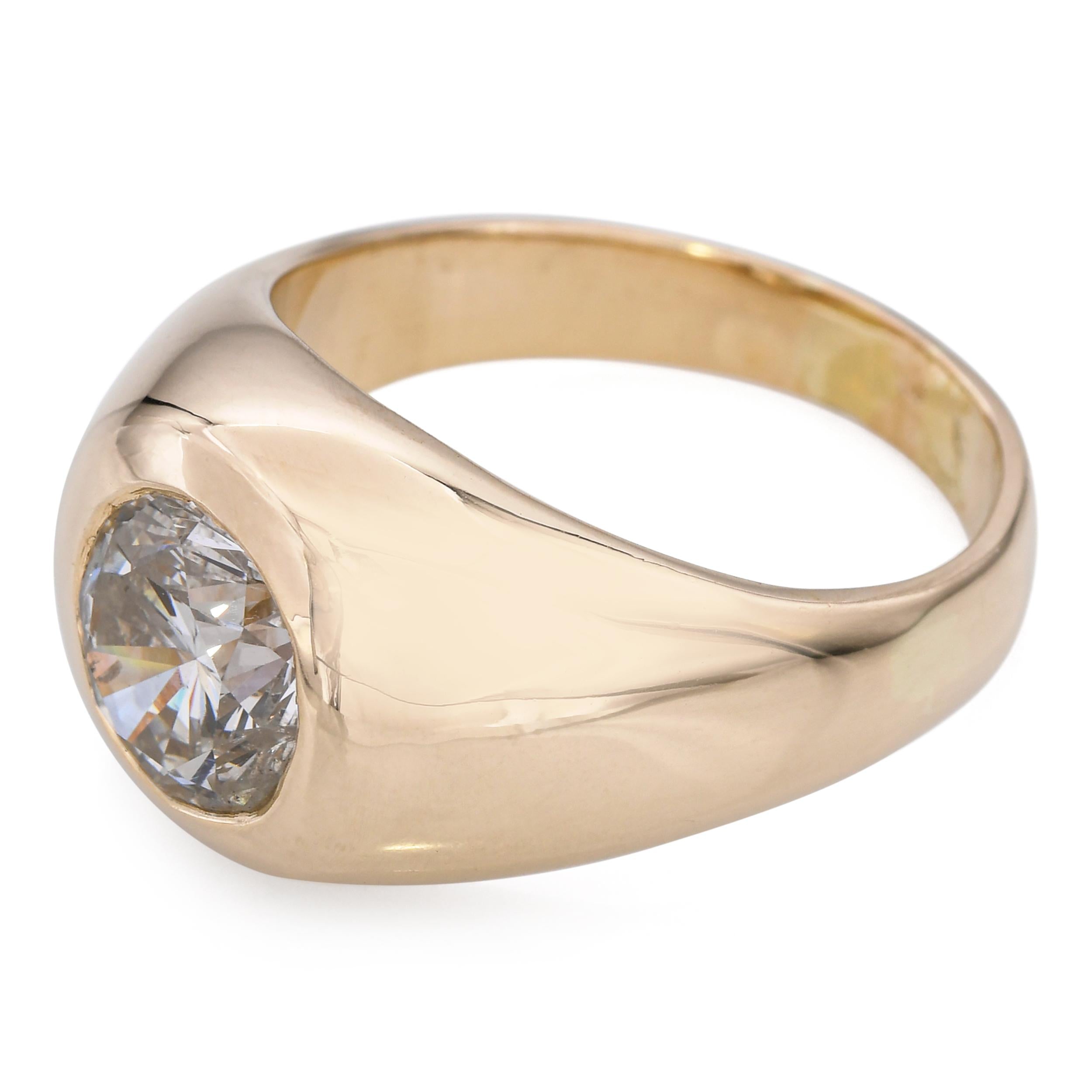 Vintage 14k Yellow Gold 2.12ct I-J Si2 Diamond Gypsy Set Ring