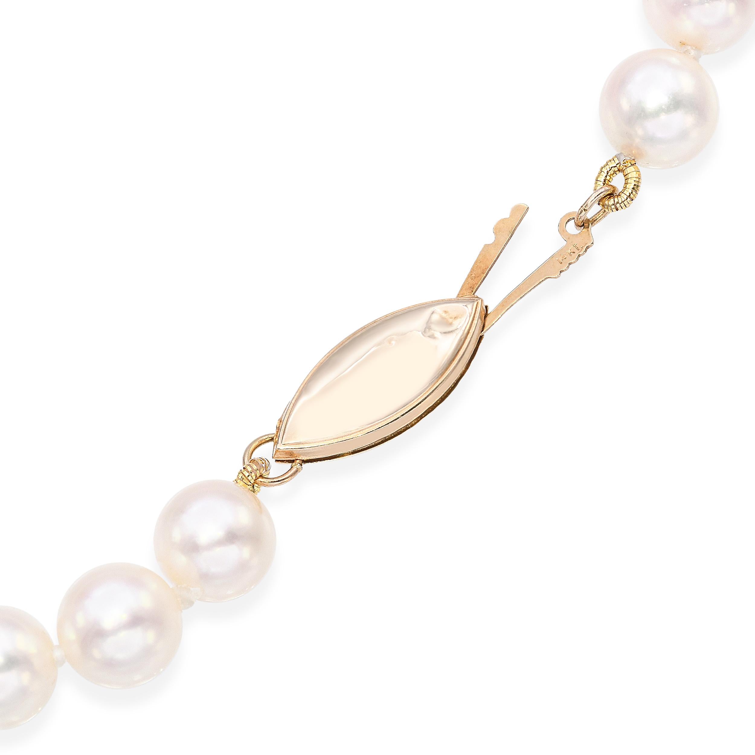 Vintage 14k Yellow Gold Opera Length Akoya Pearl Strand Necklace