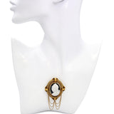 Antique Vatican Workshop 15k Yellow Gold Onyx Hard Stone Cupid Cameo Brooch