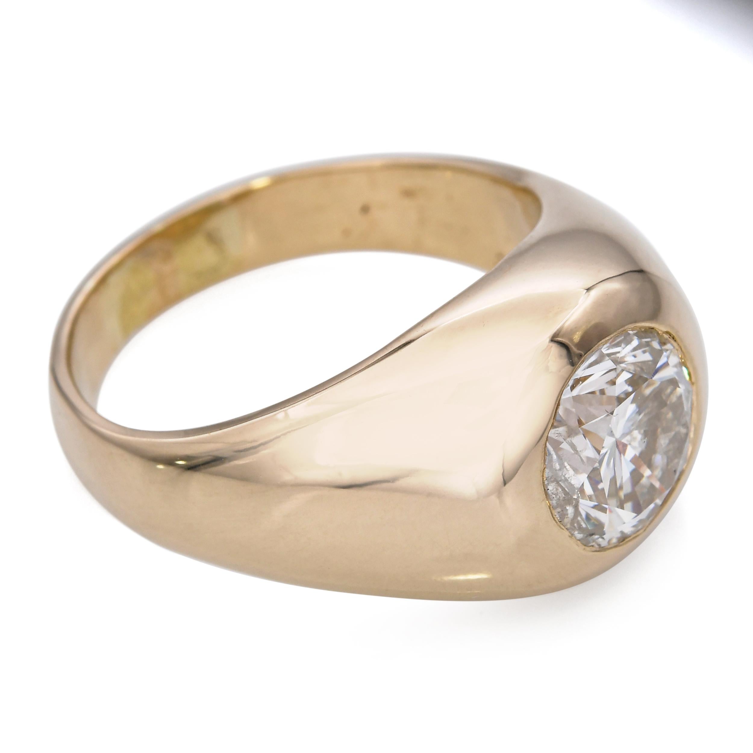 Vintage 14k Yellow Gold 2.12ct I-J Si2 Diamond Gypsy Set Ring