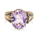 Antique Yellow Gold 4.15ct Amethyst Engraved Ring