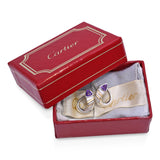 Cartier Vintage Sterling Silver and 18k Yellow Gold Amethyst Curved Earrings