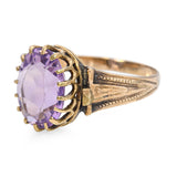 Antique Yellow Gold 4.15ct Amethyst Engraved Ring