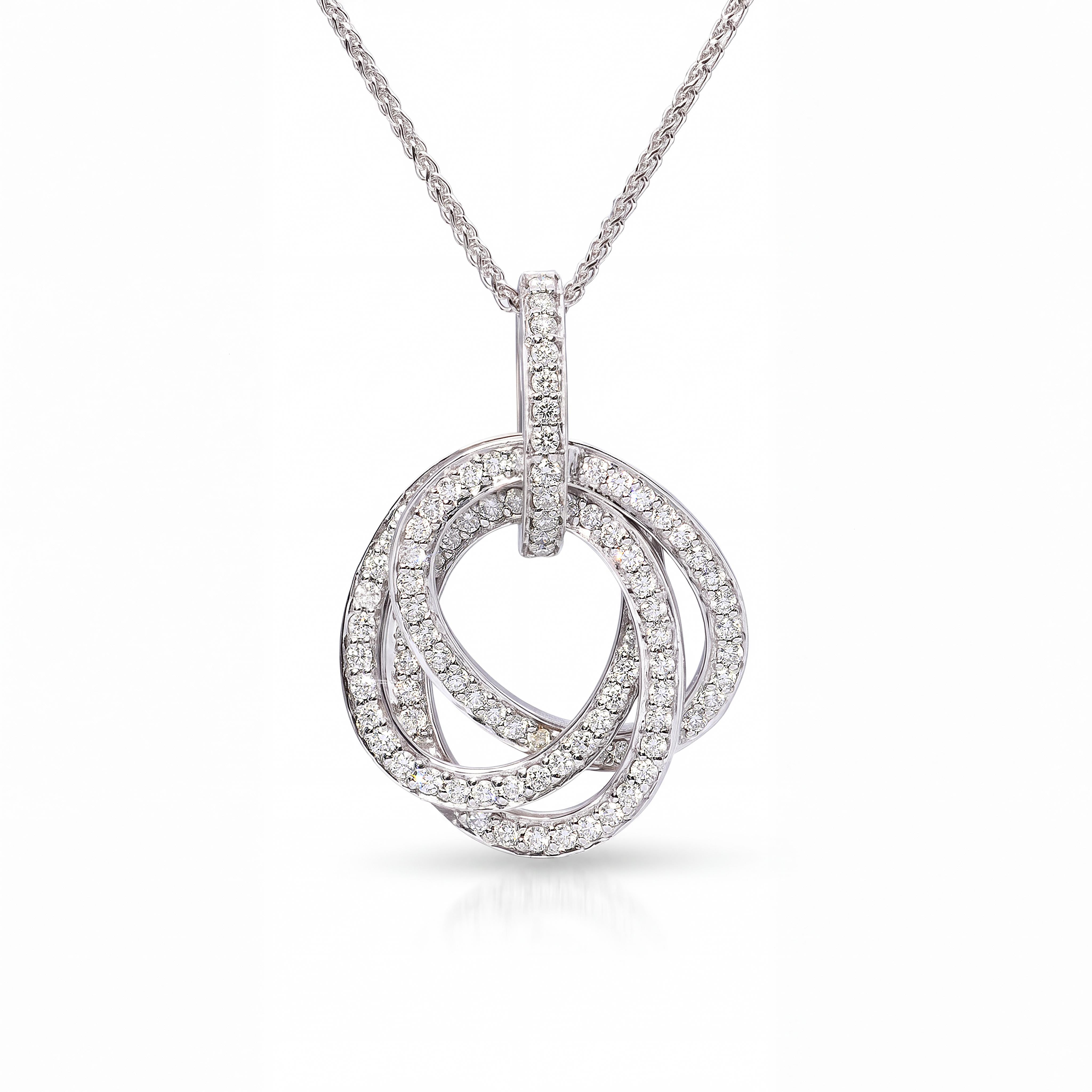 14k White Gold Diamond Eternity Pendant Necklace